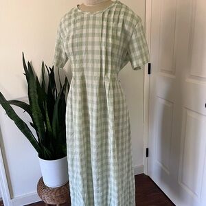 Vintage Pastel Mint Checkered Maxi Dress Cottagecore